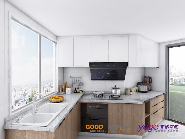 櫥柜方案再次修改，大贊宜格空間三維效果圖服務！