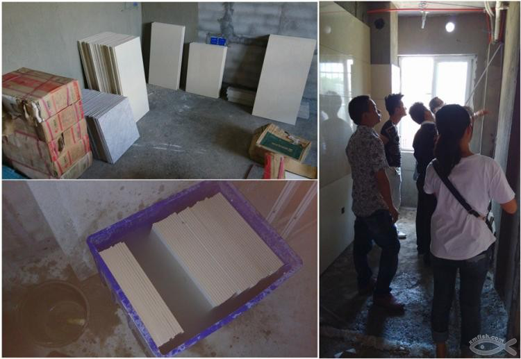 7月29日，鋪磚進(jìn)行時(shí)，集體視察工地中